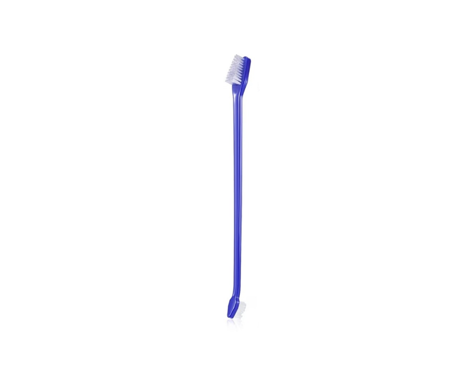 Small Pet Toothbrush with double sided brush heads for cats and small dogs, ideal for oral care.