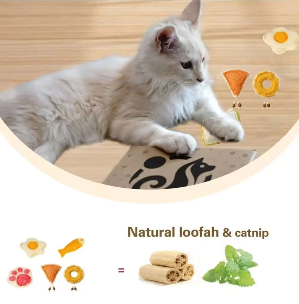 Ice cream-shaped loofah dental chew for cats
