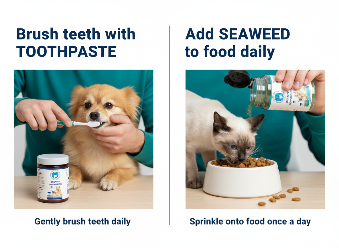 Using pet toothpaste 
