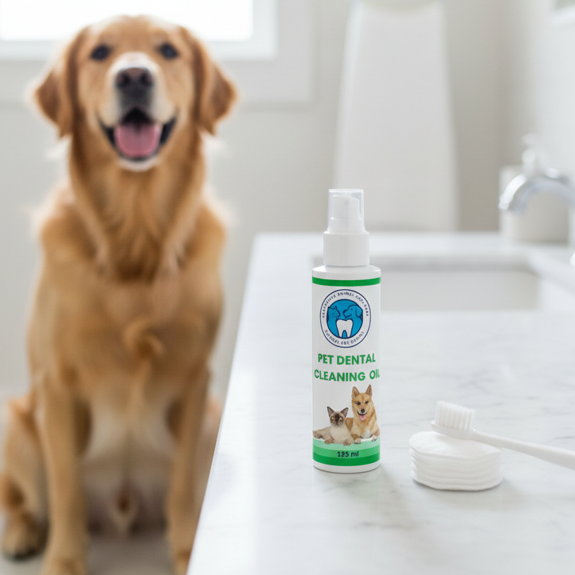 Dog with Pet Dental Oil