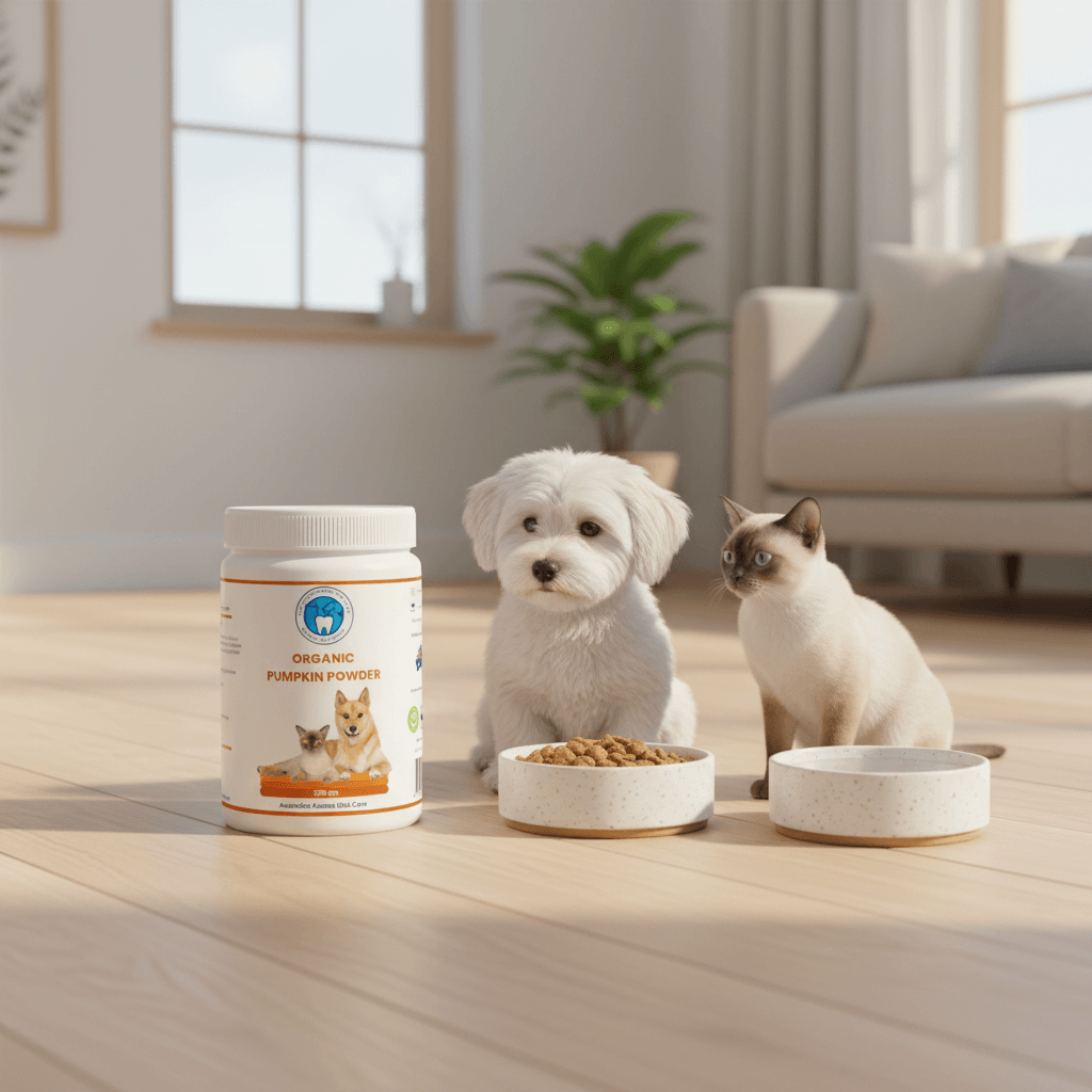 Dog with organic Pumpkin Powder 