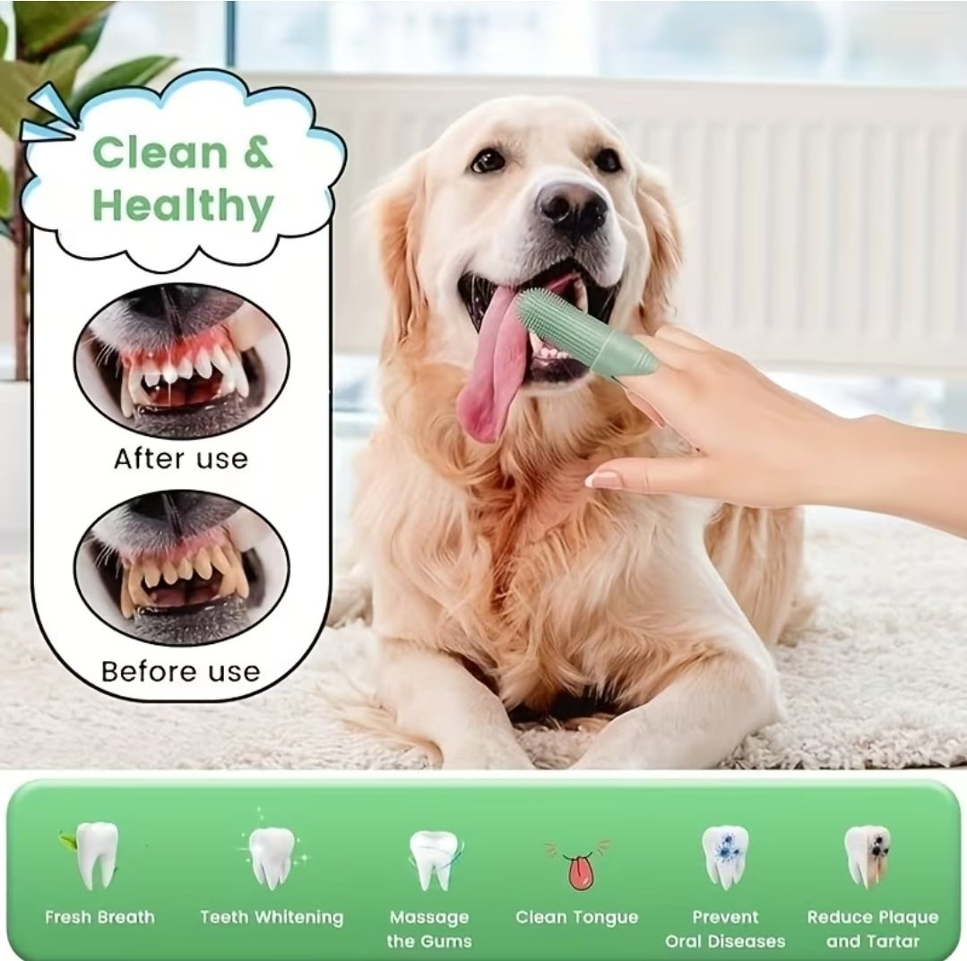 Silicone Soft Finger Dog Toothbrush - 360 Degree.