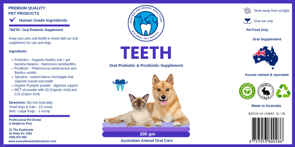 TEETH  - Oral Supplement label