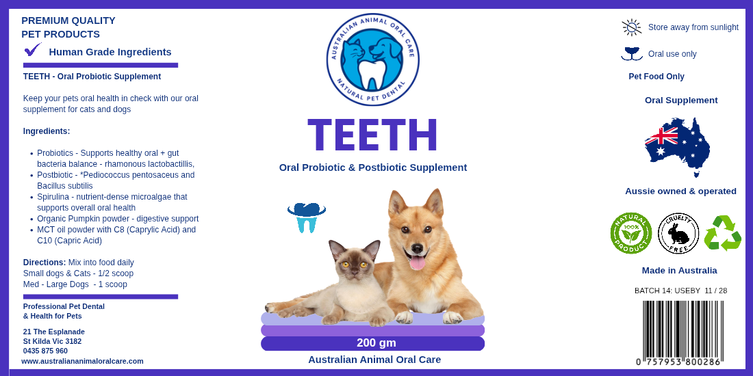 TEETH  - Oral Supplement label