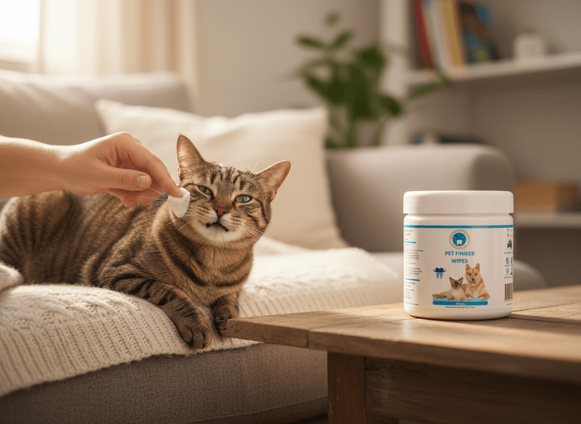 Dog and Cat with finger tip wipes