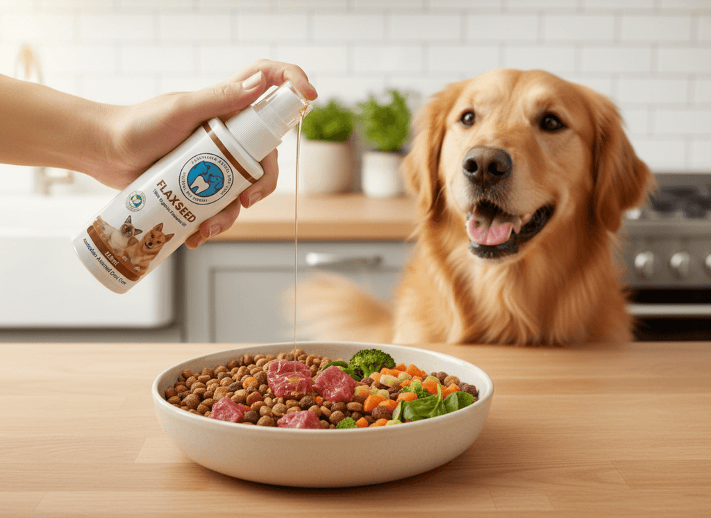 Raw Flaxseed Oil for pets with food daily