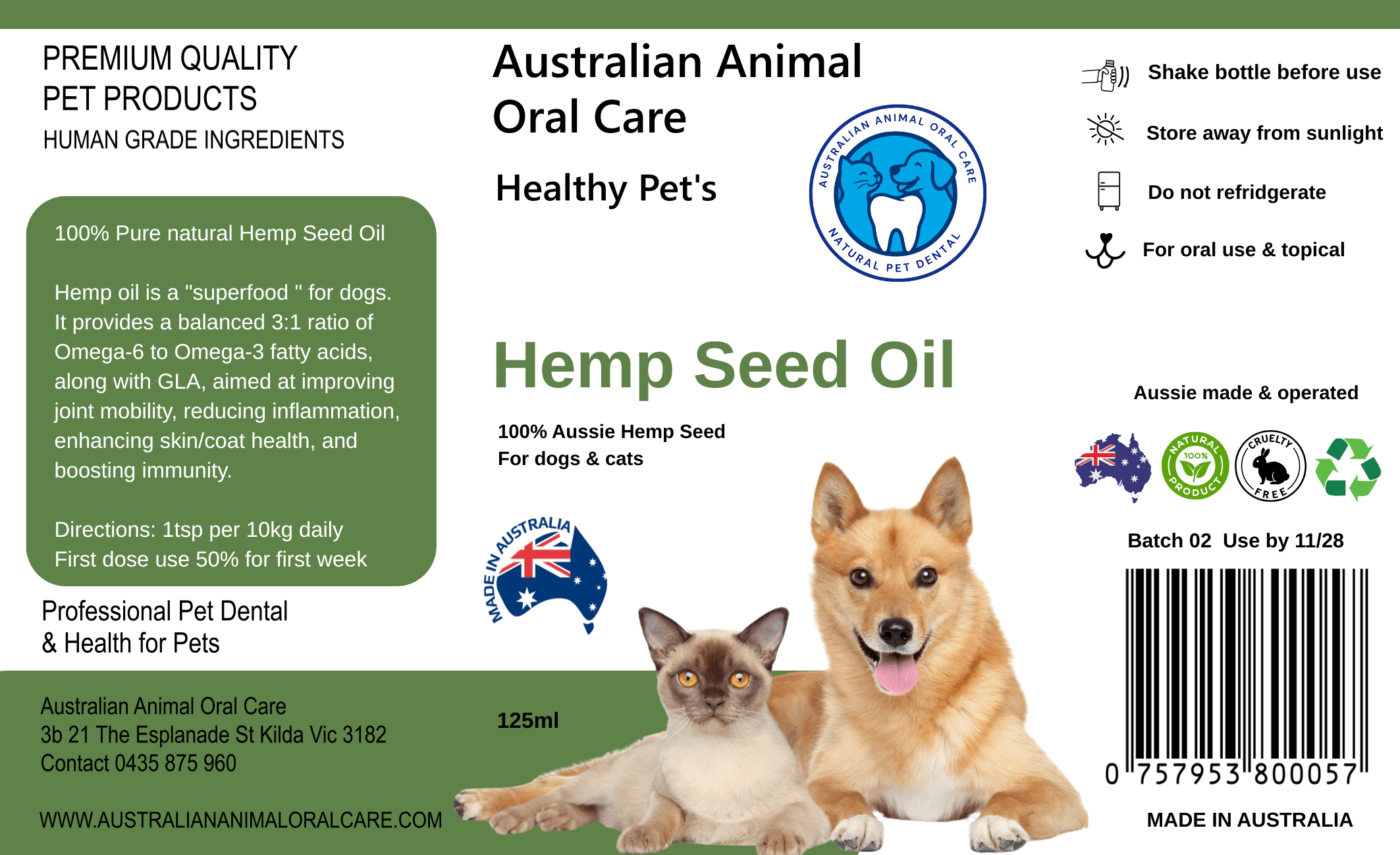 Hemp Seed Oil for dogs and cats