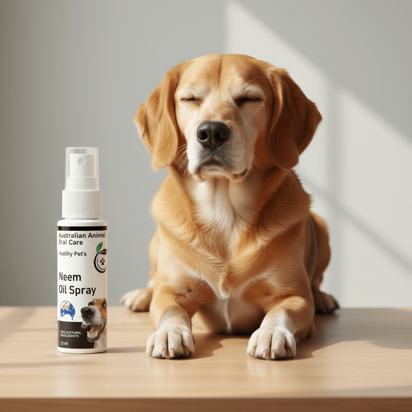 Dog with Organic Neem Oil Spray