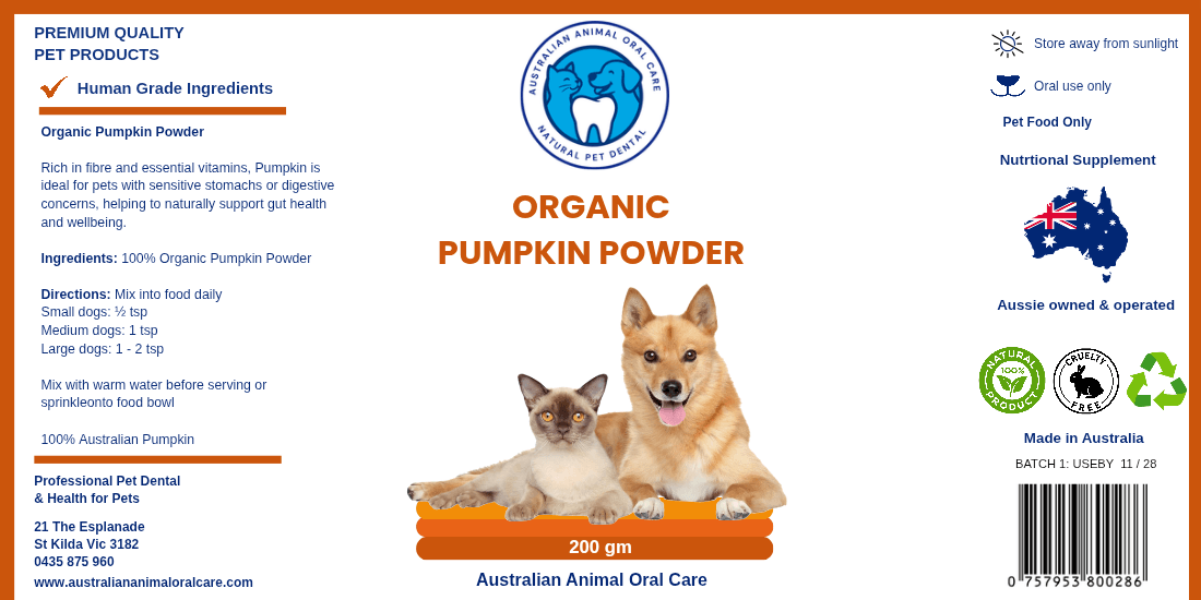 Organic Pumpkin powder label