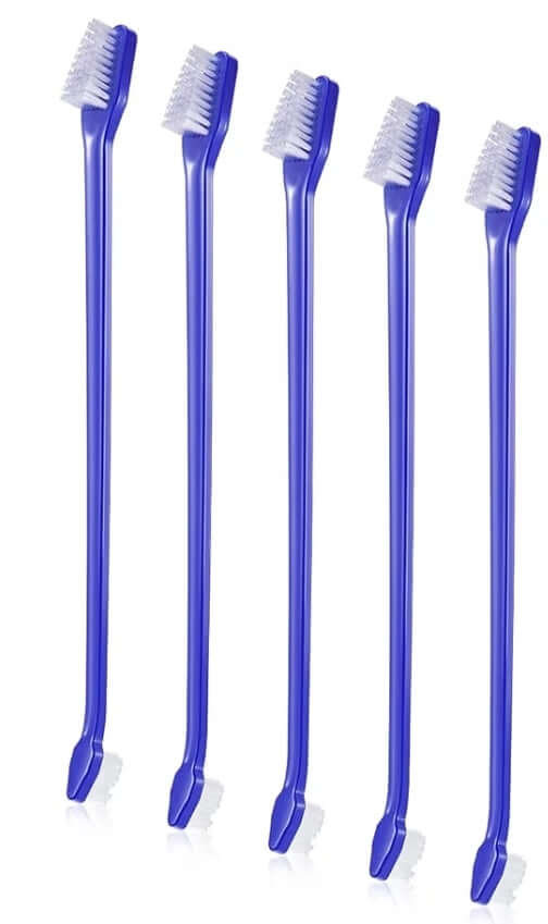 Small Pet Toothbrush set featuring double sided bristle design for effective cleaning of pet teeth.