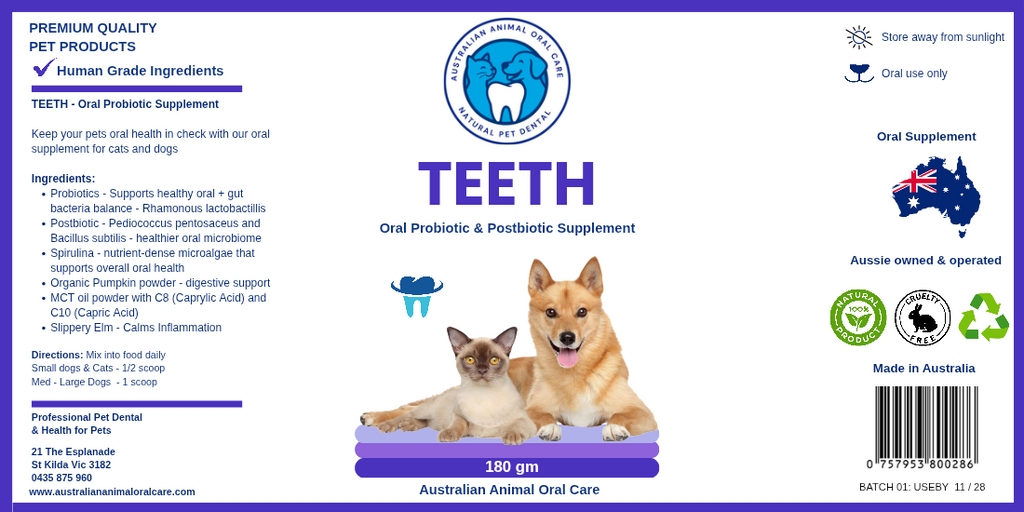 oral probiotic dental powder for dogs and cats