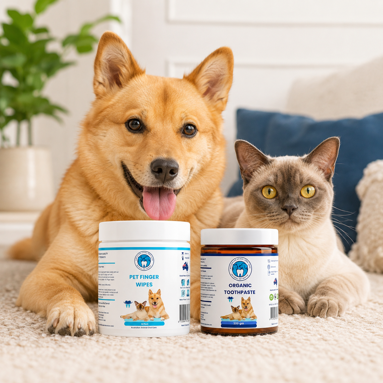 Finger Wipes and Toothpaste with pets