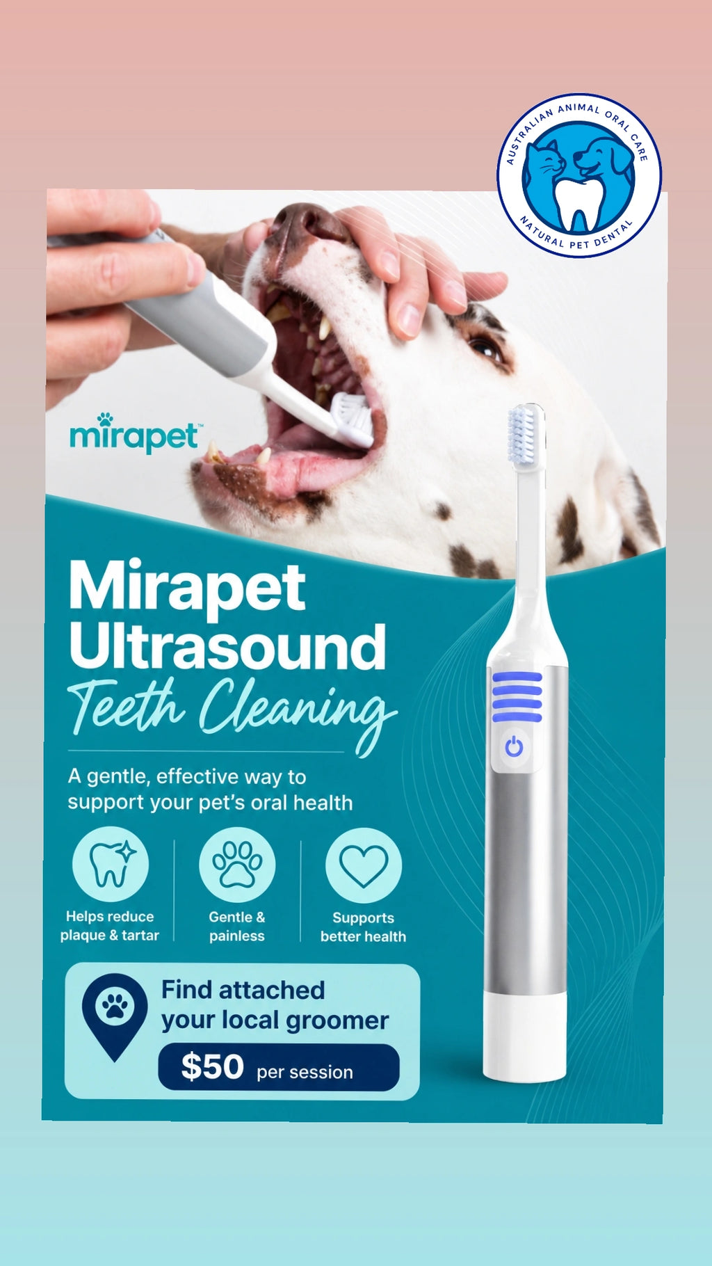 Mira Pet Ultrasound Toothbrush Pro Kit for Dogs & Cats